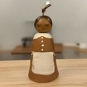 Vtg 8” Pacific Stoneware Girl BELL Terra Cotta California Pottery MCM Wind Chime